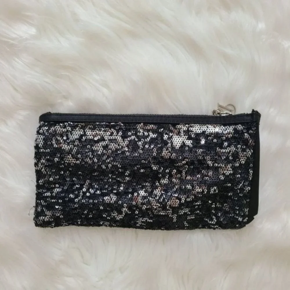 Victoria Secret Black and Silver Sequin Clutch Evening